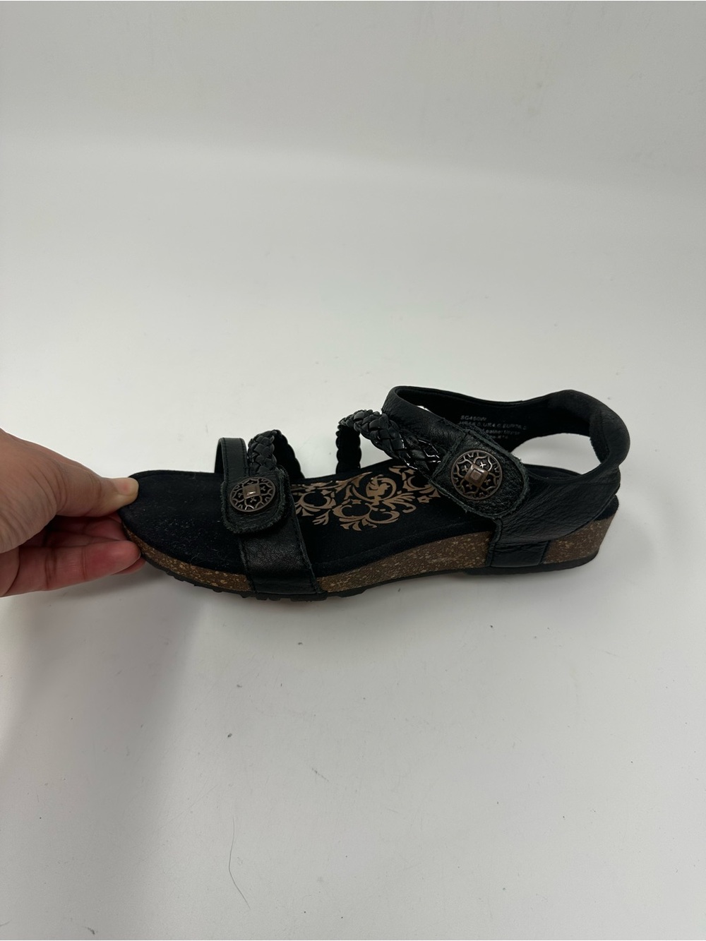 Aetrex Jullian Braided Quater Strap Sandals Black Women's 6 - Picture 11 of 16